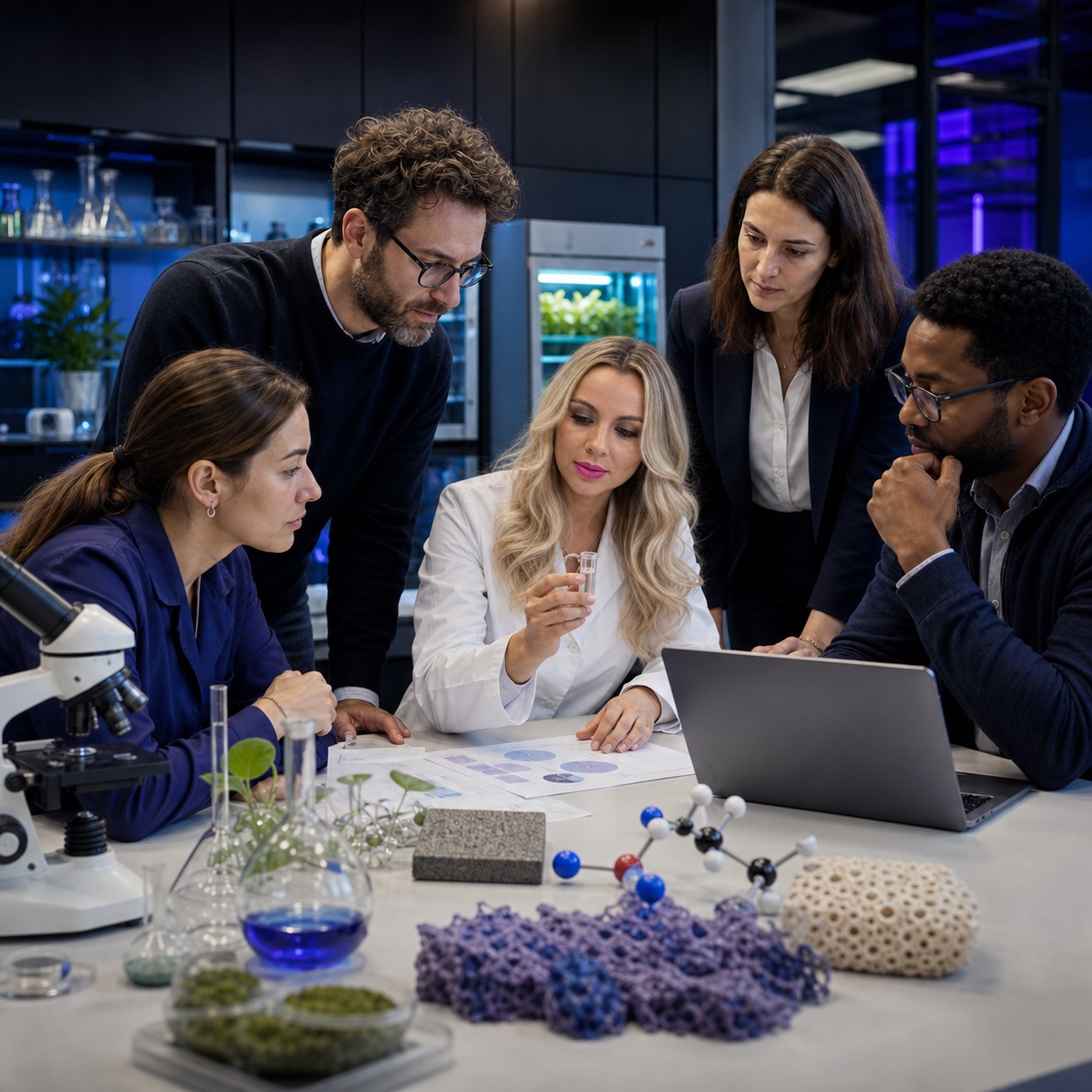 Dendriwave founder collaborating with scientists and industrial partners on a multidisciplinary research and development programme